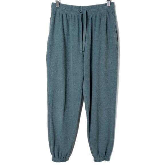 Forever 21 Women's Terrycloth Jogger Sweatpants S Green Drawstring Loungewear - Picture 2 of 9